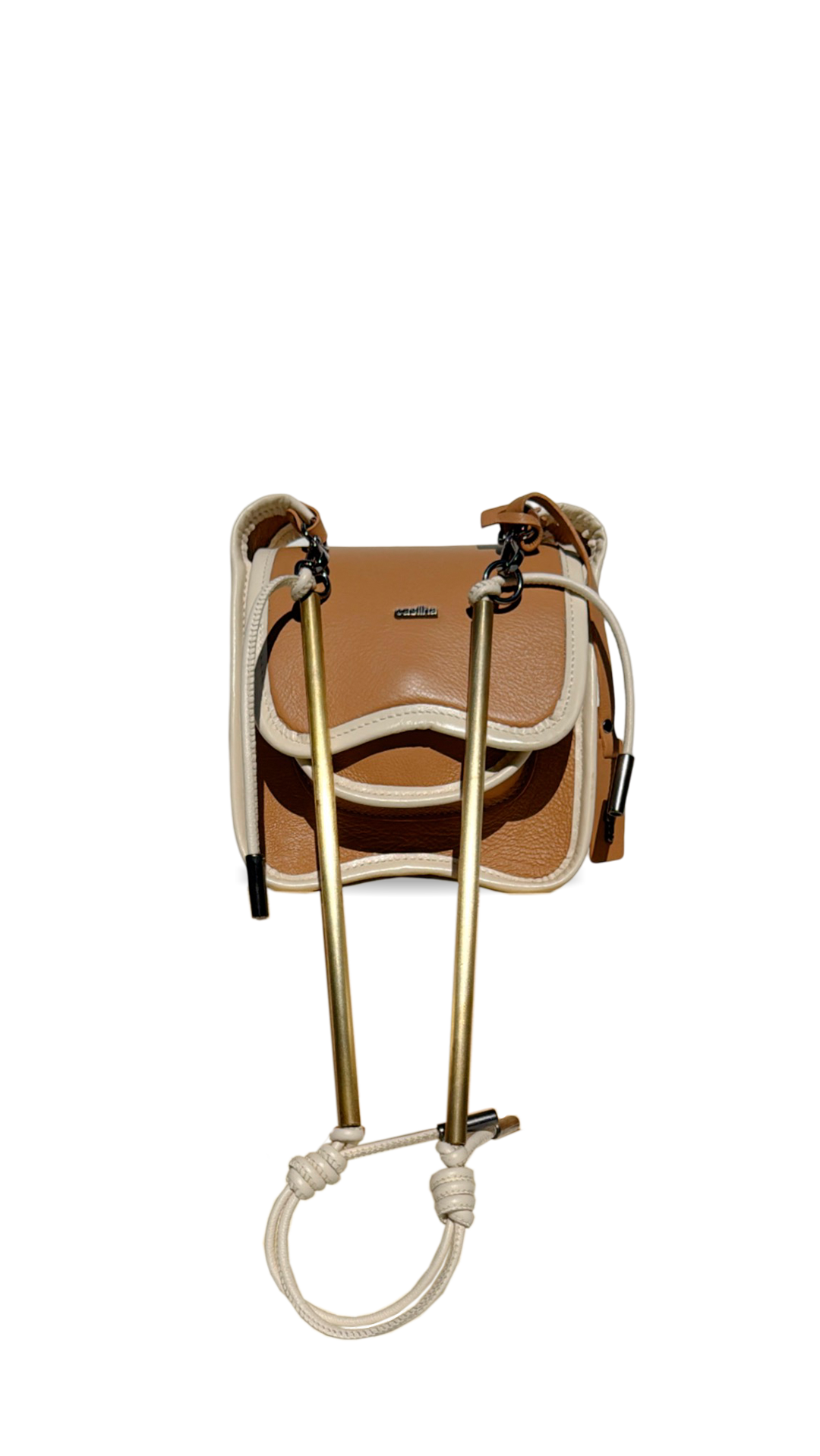 BOLSA CURVA - avelã e creme branco