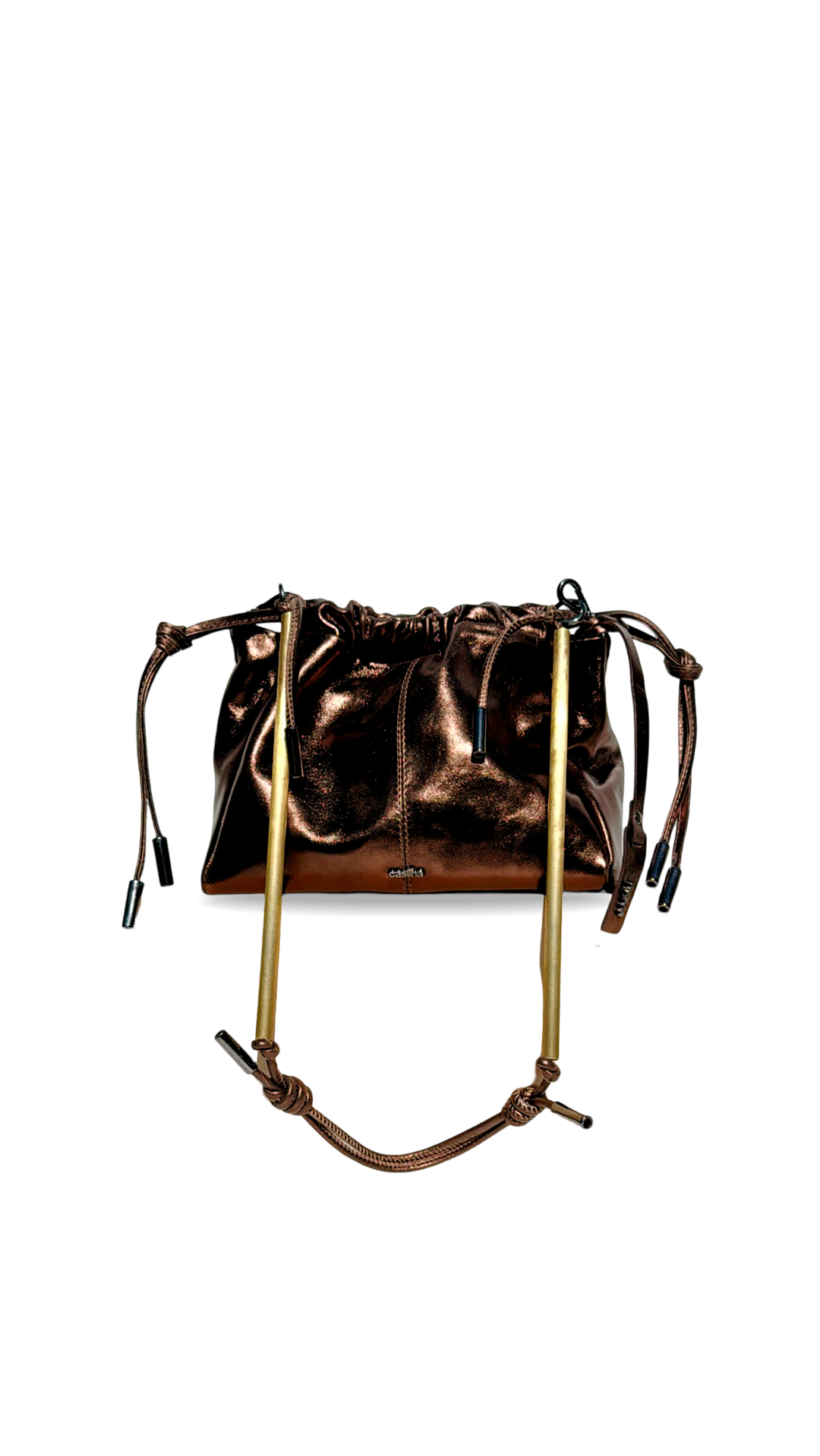 BOLSA OBRA MINI HASTE - marrom metalizado
