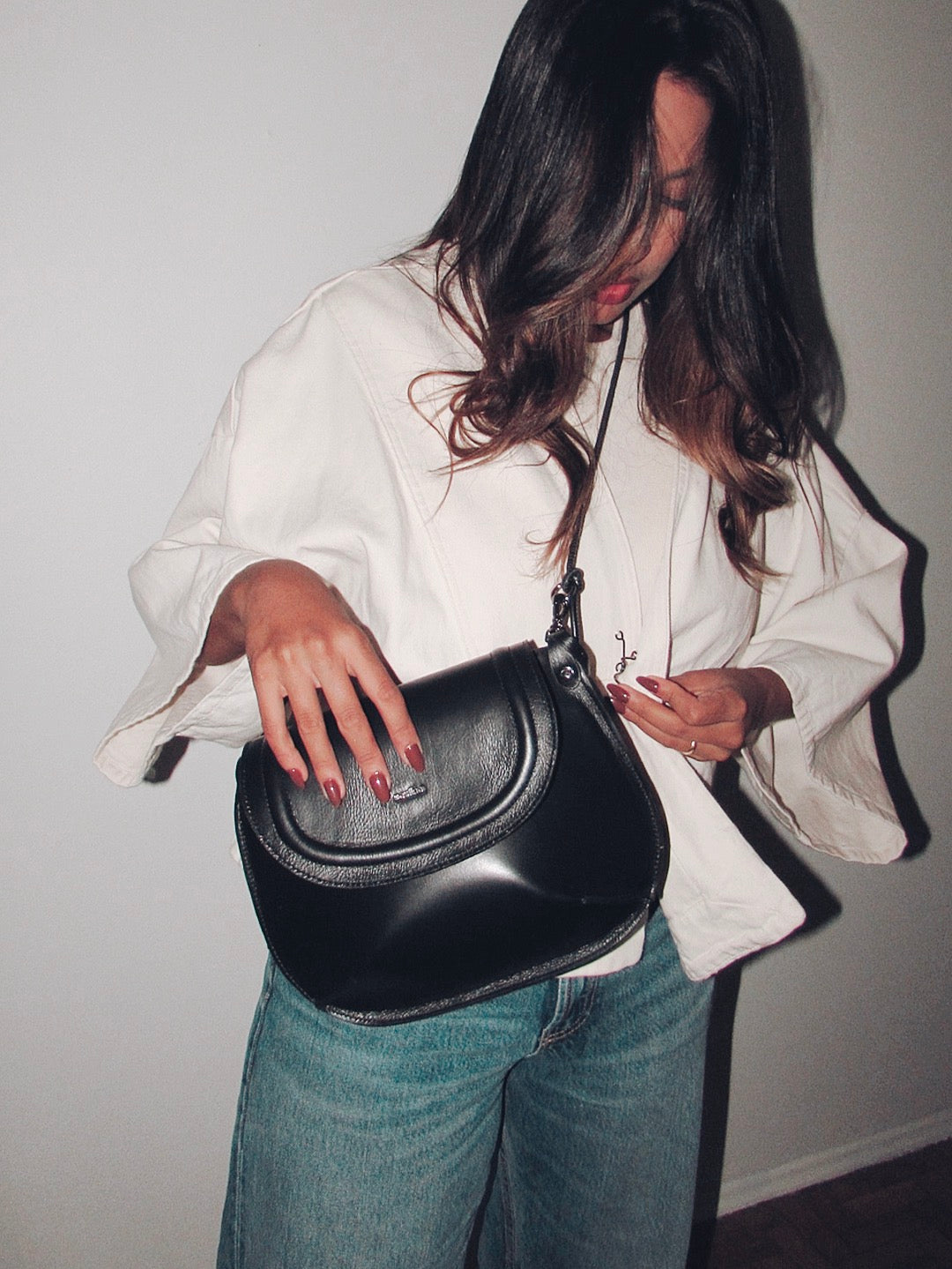 BOLSA CONCHA CAMADAS - grafite metalizado