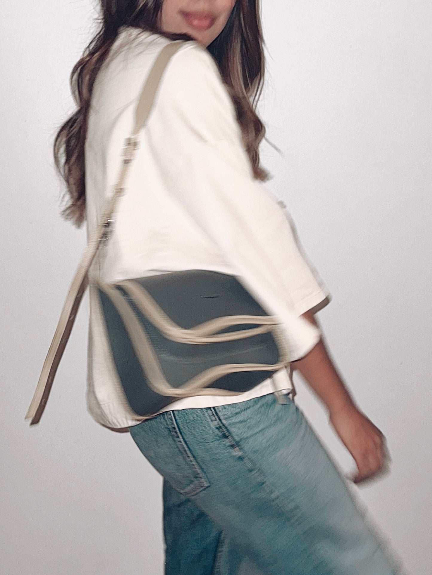 BOLSA CURVA LONG - verde cana e prata metalizado