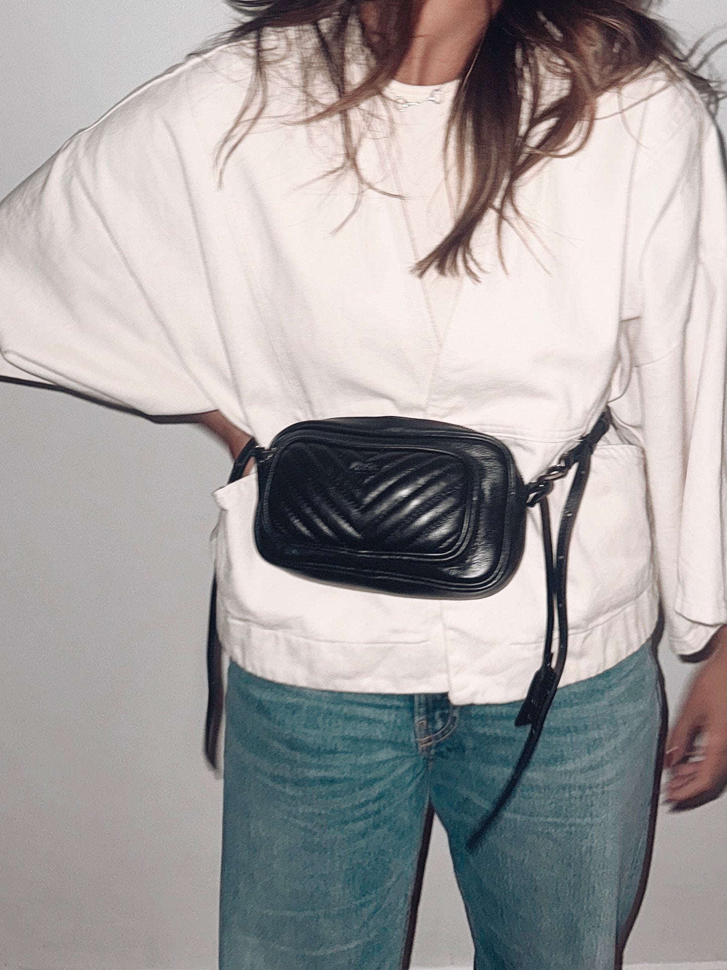 BOLSA DUO POCKET MINI - marrom destroyed