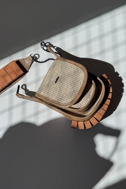 BOLSA RESTINGA NANO - ráfia e oliva