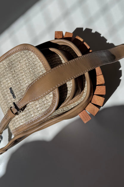 BOLSA RESTINGA NANO - ráfia e oliva
