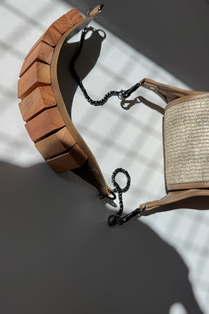 BOLSA RESTINGA NANO - ráfia e oliva