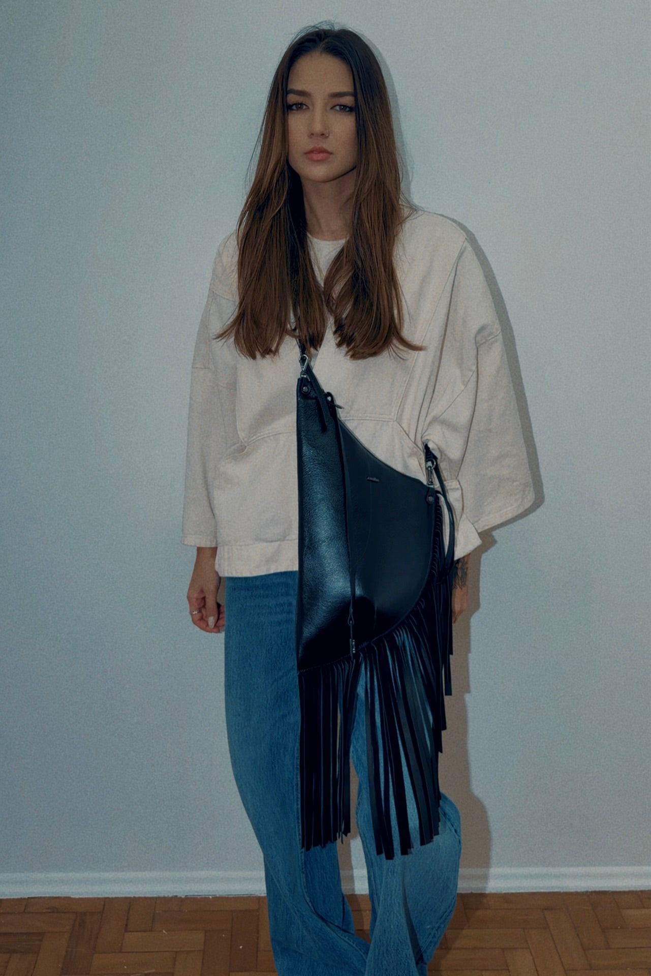BOLSA CONCHA BOHO - carvão