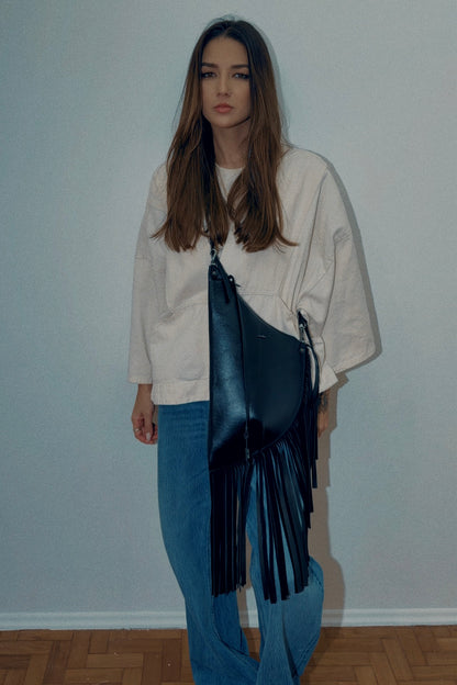 BOLSA CONCHA BOHO - carvão