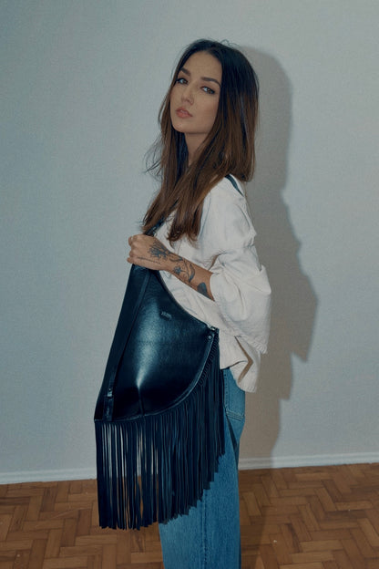 BOLSA CONCHA BOHO - carvão