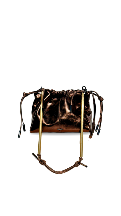 BOLSA OBRA MINI HASTE - marrom metalizado