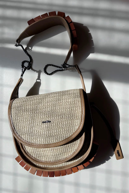 BOLSA RESTINGA - ráfia e oliva
