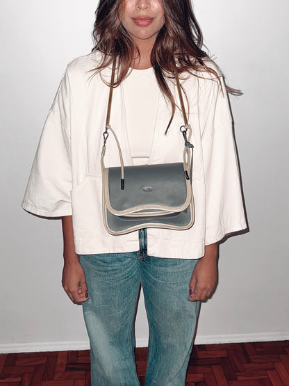 BOLSA CURVA LONG - verde cana e prata metalizado