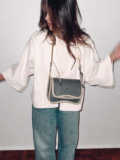 BOLSA CURVA LONG - verde cana e prata metalizado