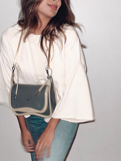 BOLSA CURVA LONG - verde cana e prata metalizado