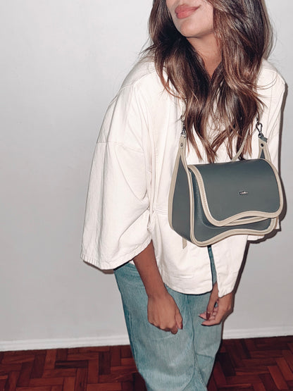 BOLSA CURVA LONG - verde cana e prata metalizado