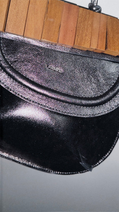 BOLSA CONCHA CAMADAS - grafite metalizado
